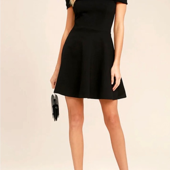 Lulus Season of Fun Black Off-the-Shoulder Skater Dress - XS - Picture 4 of 9